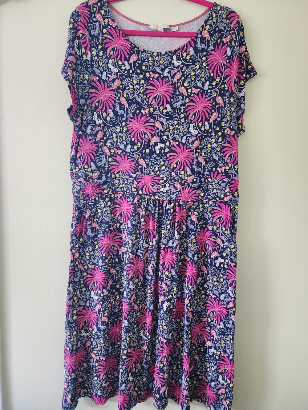 Boden Navy Dress with Pink Floral Print